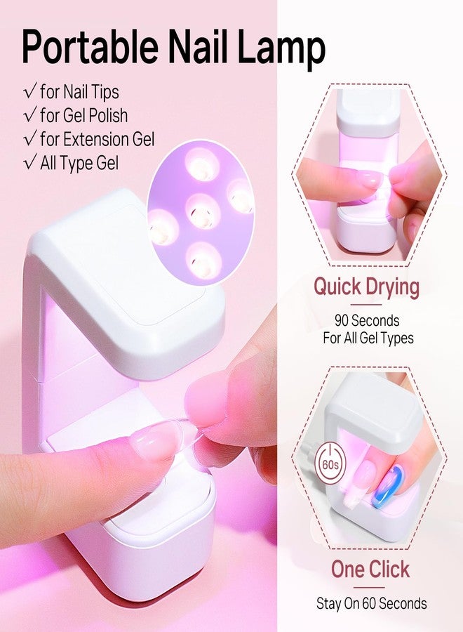 MIZHSE Gel Nail Kit Medium Coffin Gels Nail Tips, Solid Nails Glue Gel for Press On Nails with Portable U V Lamp 240Pcs 12 Sizes Half Matte Nail Tips Easy Nail Extension Set for Women - Image 3